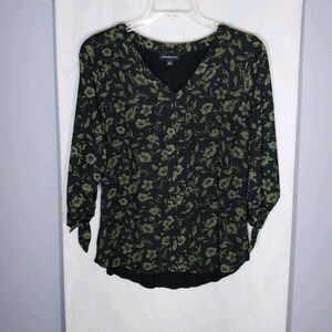 Fortune + Ivy Womens Tunic Top Sz L Floral Stretch Dark Fairy Boho Whimsigoth